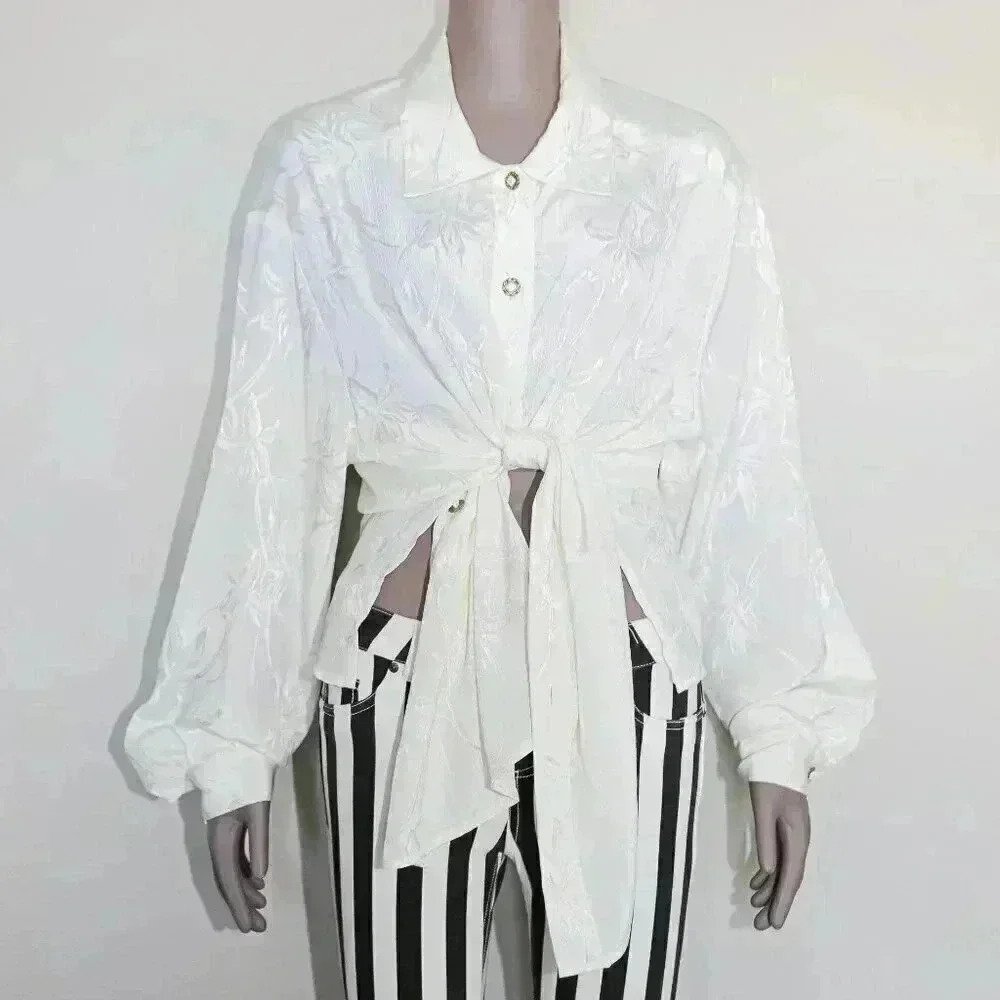 Vintage 80s Floral Poetic Long Sleeve Button Down Collared Blouse Size 38/18W